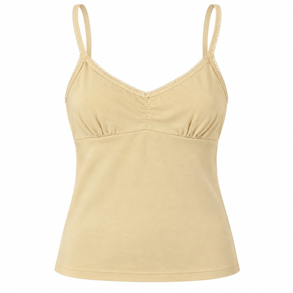 John Galt Brandy Melville Yellow Lace Trim Cami Top One Size